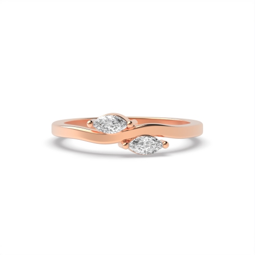 4 Prong Marquise Rose Gold Unique two Minimalist Engagement Rings
