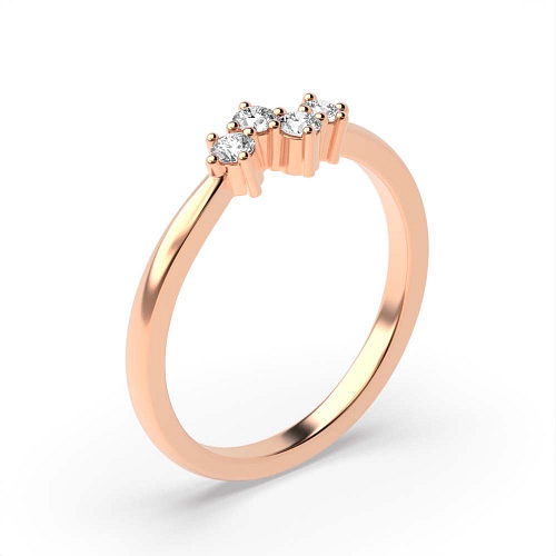 4 Prong Round Rose Gold Abstract Diamond Rings