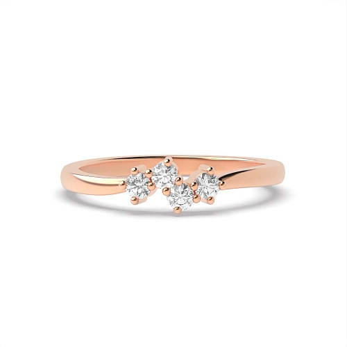 4 Prong Round Rose Gold Abstract Diamond Rings