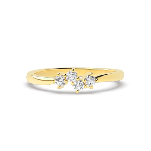 4 Prong Round Yellow Gold Cluster Diamond Ring