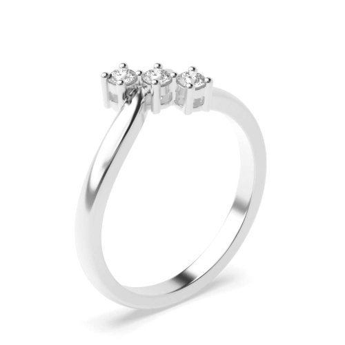 Round 4 Prong Unusual Trilogy Diamond Engagement Ring