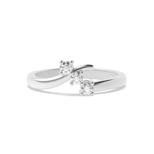 4 Prong Round Minimalist Twist Shoulder Three Stone Engagement Ring