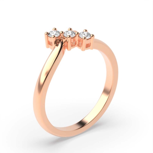 4 Prong Round Rose Gold twist shoulder Minimalist Engagement Rings