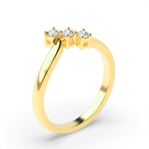 4 Prong Round Yellow Gold Minimalist twist shoulder Engagement Rings