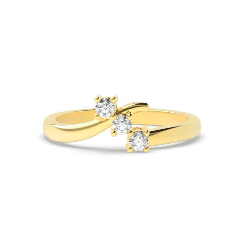 4 Prong Round Yellow Gold Minimalist twist shoulder Engagement Rings