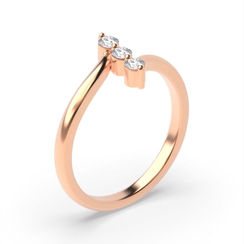 4 Prong Round Rose Gold Vertical line Minimalist Engagement Rings