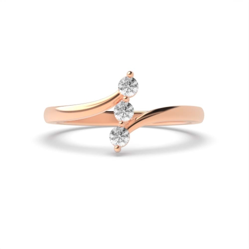 4 Prong Round Rose Gold Vertical line Minimalist Engagement Rings