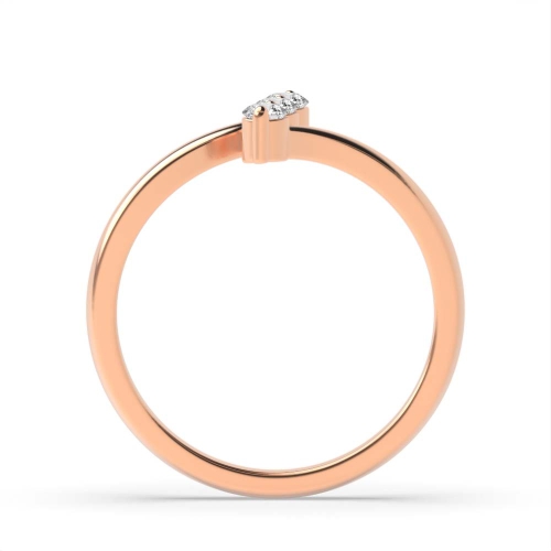 4 Prong Round Rose Gold Vertical line Minimalist Engagement Rings