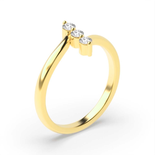 4 Prong Round Yellow Gold Vertical line Engagement Rings