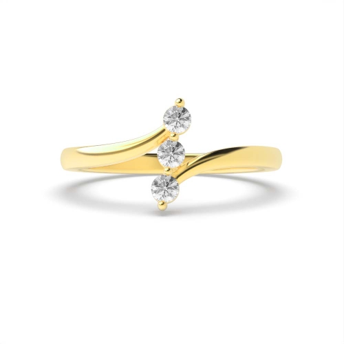 4 Prong Round Yellow Gold Vertical line Engagement Rings