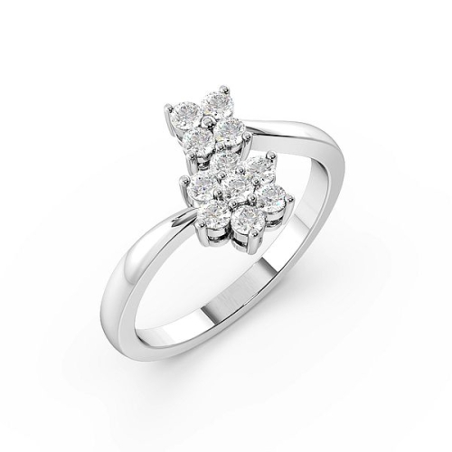 Purchase Round 4 Prong Double Cluster Diamond Ring - Abelini