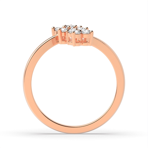 4 Prong Round Rose Gold Double Engagement Rings
