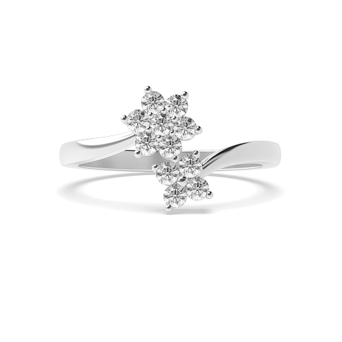 4 Prong Round Double Moissanite Engagement Rings