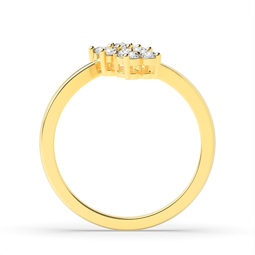 4 Prong Round Yellow Gold Double Engagement Rings
