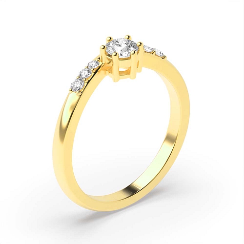 4 Prong Round Yellow Gold Royal Unique Engagement Rings