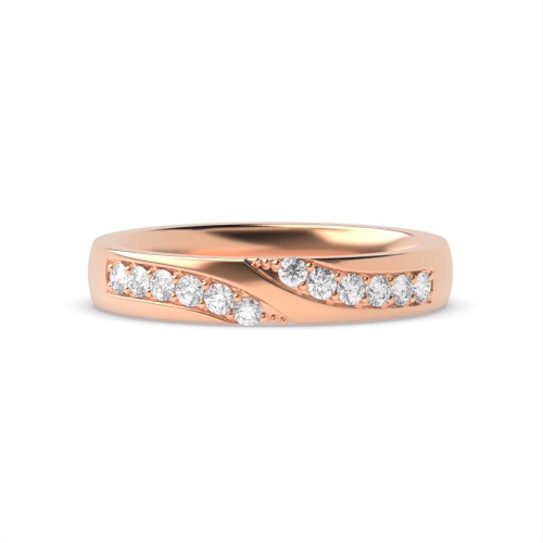 Pave Setting Round Rose Gold Stylish Eternity Diamond Rings