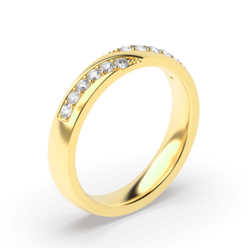 Pave Setting Round Yellow Gold Stylish Eternity Diamond Rings