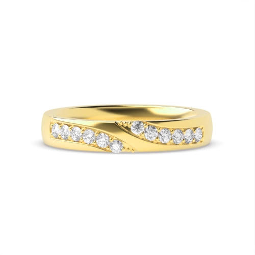Pave Setting Round Yellow Gold Stylish Eternity Diamond Rings