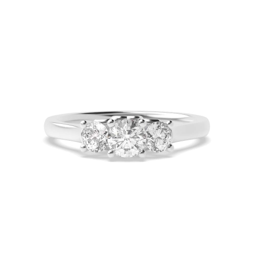 4 Prong Round Platinum Heart pattern Trilogy Engagement Rings