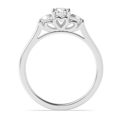 4 Prong Round Platinum Heart pattern Trilogy Engagement Rings