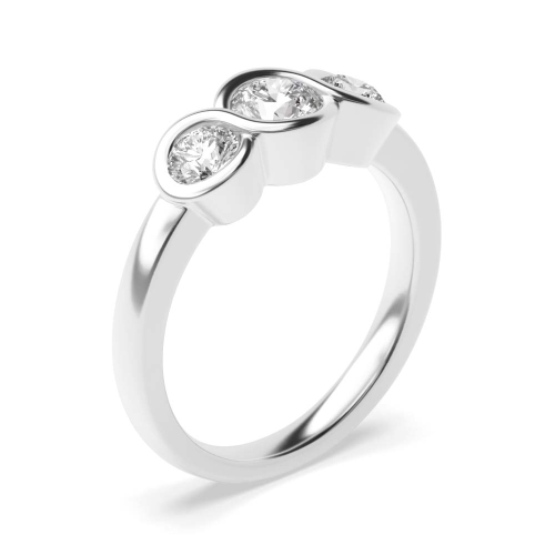Bezel Setting Round Platinum Three Stone Diamond Rings