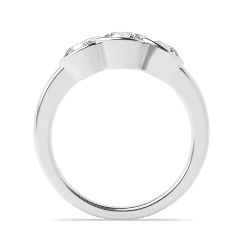 Bezel Setting Round S-Link Moissanite Three Stone Engagement Ring