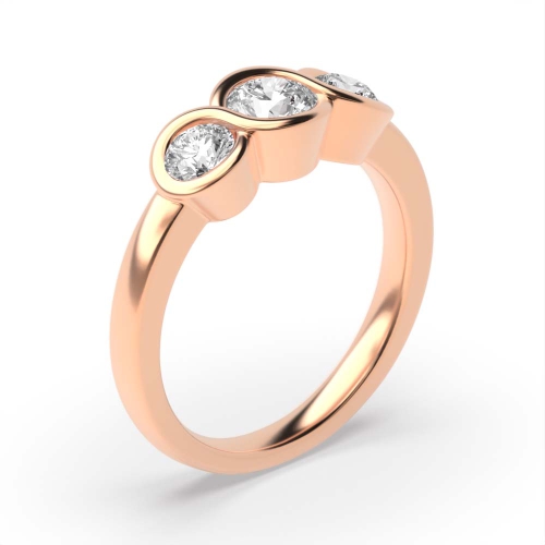 Round Rose Gold S-link Trilogy Engagement Rings