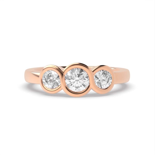 Round Rose Gold S-link Trilogy Engagement Rings