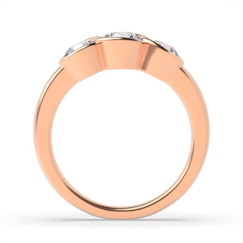 Round Rose Gold S-link Trilogy Engagement Rings
