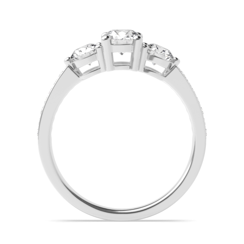 4 Prong Round White Gold Side Stone Diamond Ring