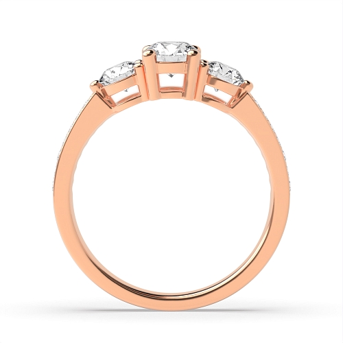 Round Rose Gold Trilogy Engagement Rings