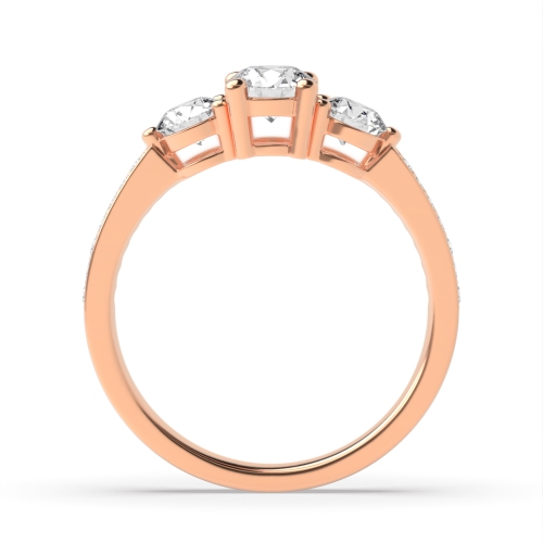 4 Prong Round Rose Gold Trilogy Engagement Rings