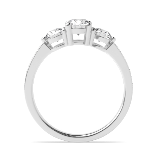 4 Prong Round Platinum trilogy Side Stone Engagement Ring