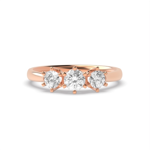 4 Prong Round Rose Gold Glimmer Trilogy Engagement Rings