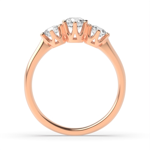 4 Prong Round Rose Gold Glimmer Trilogy Engagement Rings