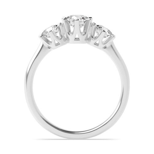 4 Prong Round Glimmer Naturally Mined Diamond Trilogy Engagement Rings