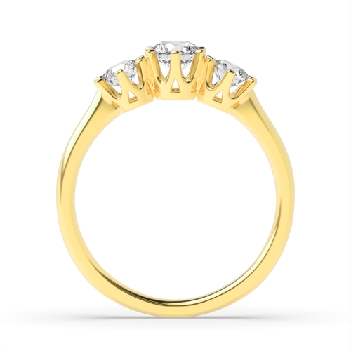 4 Prong Round Yellow Gold Glimmer Trilogy Engagement Rings