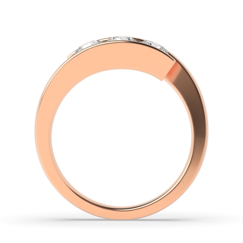 Channel Setting Round Rose Gold Trinity Trilogy Engagement Rings