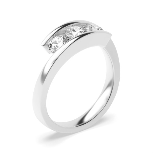 Channel Setting Round Trinity Naturally Mined Diamond Trilogy Engagement Rings