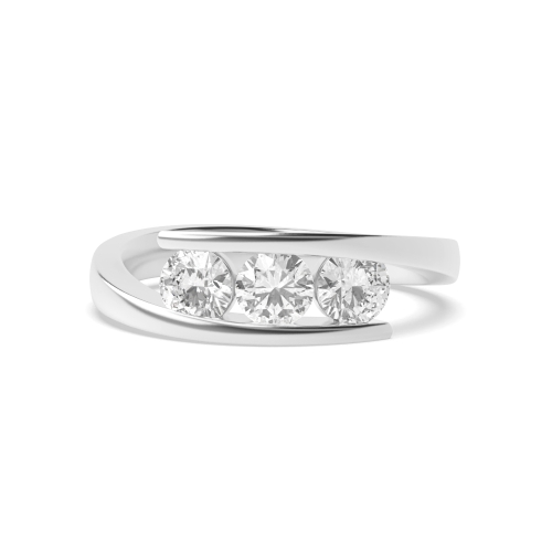 Channel Setting Round Trinity Naturally Mined Diamond Trilogy Engagement Rings