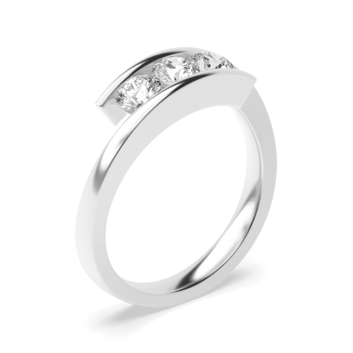 Channel Setting Round Platinum Trinity Trilogy Engagement Rings
