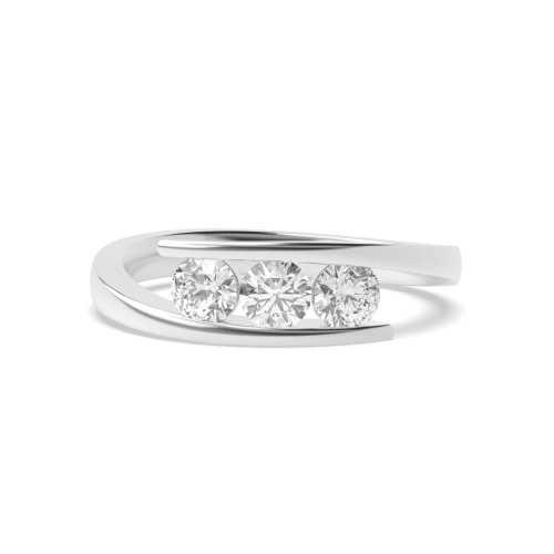 Channel Setting Round Platinum Trinity Trilogy Engagement Rings