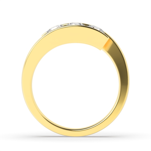 Channel Setting Round Yellow Gold Trinity Trilogy Engagement Rings