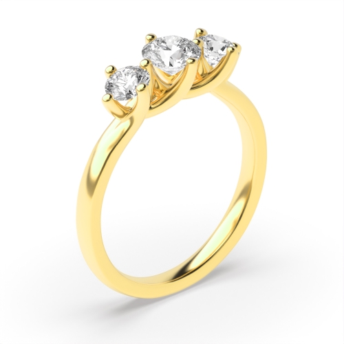 4 Prong Round Yellow Gold Twisted claws raised Engagement Rings
