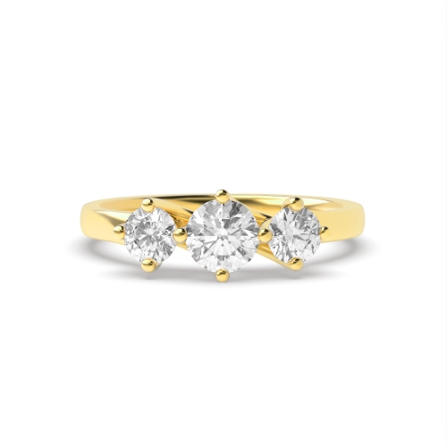 4 Prong Round Yellow Gold Twisted claws raised Engagement Rings