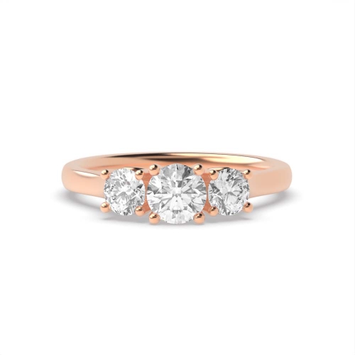 4 Prong Round Rose Gold Flower Trilogy Engagement Rings
