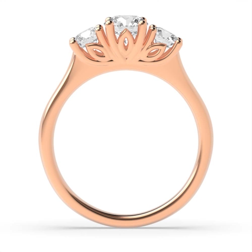 4 Prong Round Rose Gold Flower Trilogy Engagement Rings