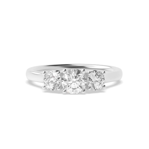 4 Prong Round Flower Naturally Mined Diamond Trilogy Engagement Rings