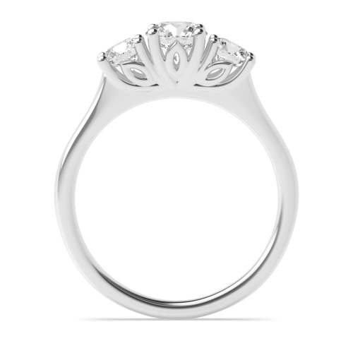 4 Prong Round Flower Naturally Mined Diamond Trilogy Engagement Rings