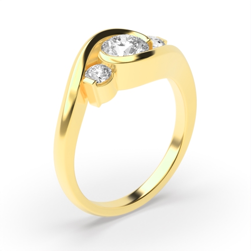 Channel Setting Round Diamond Trilogy Ring | Abelini London